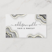 Carte De Visite Black White Parties scintillant Agate Geode Luxe C (Devant)
