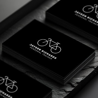 Carte De Visite Black & White Personal Trainer Cycling Instruction