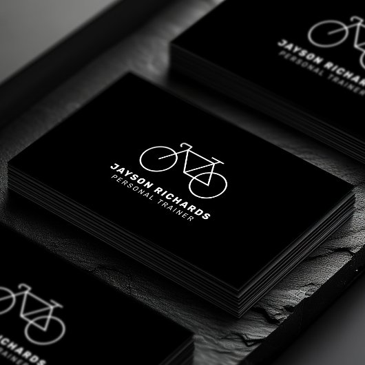 Carte De Visite Black & White Personal Trainer Cycling Instruction
