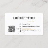 Carte De Visite Black White Photo QR Code Boulangerie (Dos)