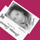 Carte De Visite Black White Photo QR Code Elégante Typographie