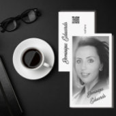 Carte De Visite Black White Photo QR Code Elégante Typographie