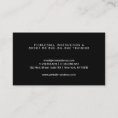 Carte De Visite Black & White Pickleball Coaching Personal Trainer (Dos)