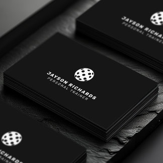Carte De Visite Black & White Pickleball Coaching Personal Trainer