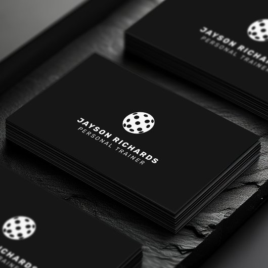 Carte De Visite Black & White Pickleball Coaching Personal Trainer