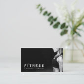Carte De Visite Black White Professional Fitness Personal Trainer (Debout devant)