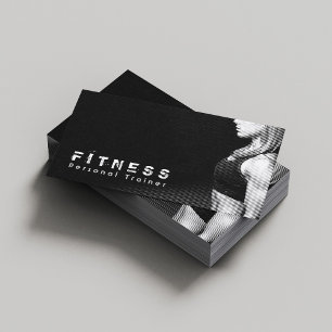 Carte De Visite Black White Professional Fitness Personal Trainer