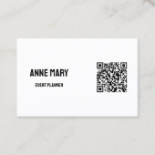 Carte De Visite Black White QR Code Modern Mariage Event Planner (Devant)