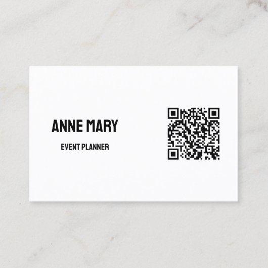 Carte De Visite Black White QR Code Modern Mariage Event Planner (Devant)