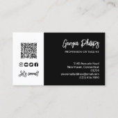 Carte De Visite Black White QR Code Photo Médias sociaux Icônes (Devant)