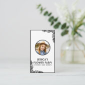 Carte De Visite Black & White QR Code Professional 2 Photo Floral (Debout devant)