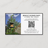 Carte De Visite Black & White QR Code Professional 2 Photo Floral (Dos)