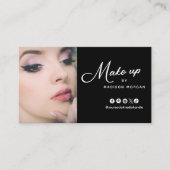 Carte De Visite Black & White Retro Script Photo Makeup (Devant)