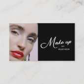 Carte De Visite Black & White Retro Script Photo Makeup (Devant)