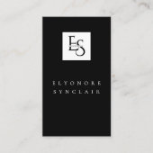 Carte De Visite Black White Script Lashes Studio Logo QR Code (Devant)