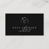 Carte De Visite Black White Signature Script QR Code Médias sociau (Devant)