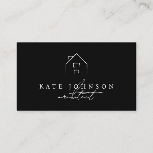 Carte De Visite Black White Signature Script QR Code Médias sociau (Devant)