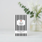 Carte De Visite Black White Stripes Bakery Logo Loyalty Punch (Debout devant)