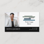 Carte De Visite Black White Your Photo & Logo Professionnel (Devant)
