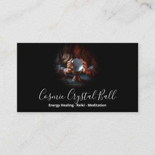 Carte De Visite Black Woman Crystal ball Energy Reiki Méditation (Devant)