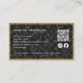 Carte De Visite Black Zircon Gold QR Code de luxe Médias sociaux (Dos)