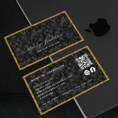 Carte De Visite Black Zircon Gold QR Code de luxe Médias sociaux