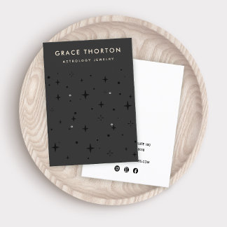 Carte De Visite Black Zodiac Celestial Star 4 Trous oreille