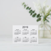 Carte De Visite Blanc 2019 calendrier de 52 semaines par des (Debout devant)
