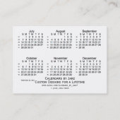 Carte De Visite Blanc 2019 calendrier de 52 semaines par des (Dos)
