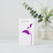 Carte de visite blanc à feuille simple violet (Debout devant)
