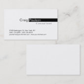 Carte de visite blanc à rayures noires simple et t (Devant / Derrière)