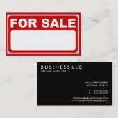 Carte De Visite blanc à vendre le signe (Devant / Derrière)