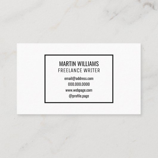 Carte De Visite Blanc abstrait de minimalisme d'initiales (Dos)