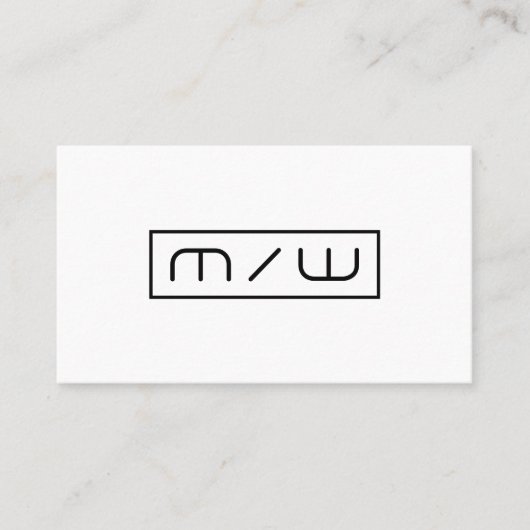 Carte De Visite Blanc abstrait de minimalisme d'initiales (Devant)