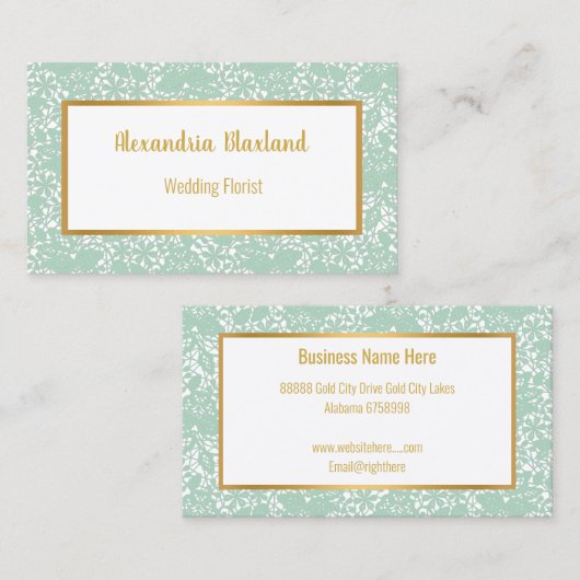 Carte de visite BLANC AQUA LACE OR (Devant / Derrière)
