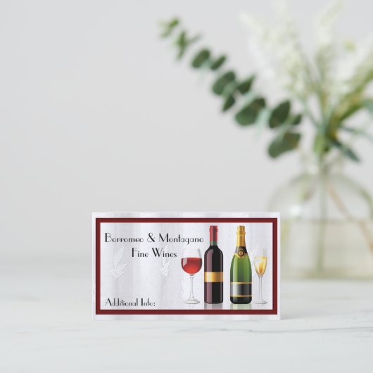 Carte de visite blanc au vin fin (Debout devant)