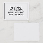 Carte De Visite Blanc avec cadre noir (Devant / Derrière)