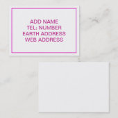 Carte De Visite Blanc avec cadre rose (Devant / Derrière)