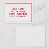 Carte De Visite Blanc avec cadre rouge (Devant / Derrière)