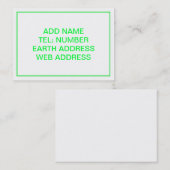 Carte De Visite Blanc avec cadre vert (Devant / Derrière)