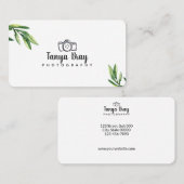 Carte de visite blanc avec le détail de verdure (Devant / Derrière)