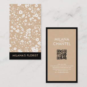 Carte De Visite Blanc Beige Daisy Moderne Hippie Fleur Fleuriste