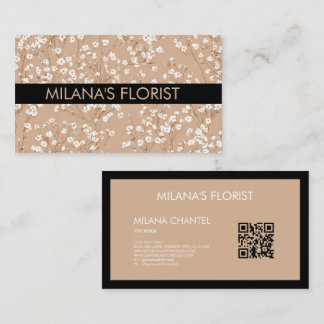 Carte De Visite Blanc Beige Daisy Moderne Hippie Fleur Fleuriste