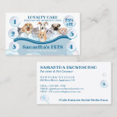 Carte De Visite Blanc Bleu Chien Chat Groomer Animaux de compagnie (Devant / Derrière)