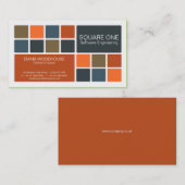 Carte De Visite Blanc, bleu et rouille du carré un (Devant / Derrière)