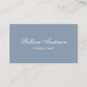 Carte De Visite Blanc Bleu Poussiéreux Code QR Simple et Calligrap (Devant)