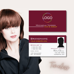Carte De Visite Blanc bordeaux avec logo et professionnel photo