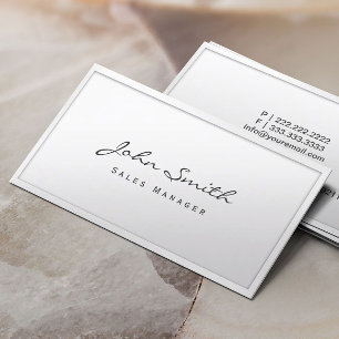 Carte de visite blanc chic de directeur commercial