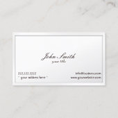 Carte de visite blanc chic d'établissement (Dos)