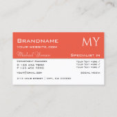 Carte De Visite Blanc chic et Saumon avec Initiales Professionnel (Dos)